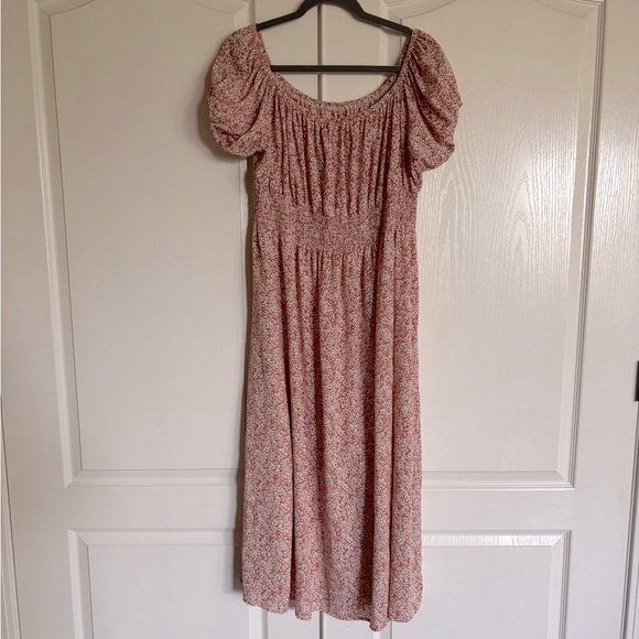 SHEIN Curve Ditsy floral print milkmaid Bardot smocked dress size 3XL - Picture 2 of 9